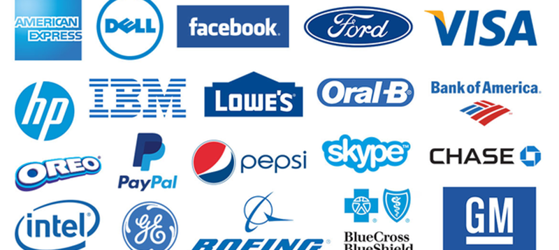 Grid of recognizable blue logos